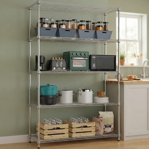 Tier chrome shelving unit - 5-tier,