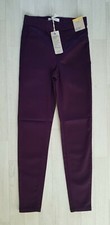 M&S size 6 purple HIGH RISE JEGGINGS stretch denim PLUM coloured jeans DENIM 
