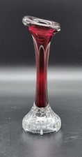 VTG HAND BLOWN ASEDA GLASBRUK JACK IN THE PULPIT DOG BONE VASE RUBY RED CASED60S
