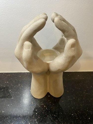 Ceramic praying hands tealight - ceramic,