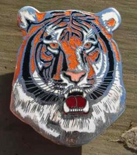 LEYLAND TIGER BUS ORIGINAL FRONT BADGE WITH BACKING FIXING PLATE CHROME