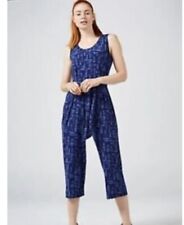  QVC H BY HALSTON TIE WAIST JERSEY CROP WIDE LEG BLUE JUMPSUIT SIZE XL Petite 