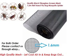 Quality Black Fibreglass Screen Mesh 1.2m Net Insect Fly Bug Mosquito Spider