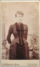 CDV LADY SHORT HAIR BY SMITH NOTTINGHAM FASHION DRESS BROOCH ANTIQUE PHOTO