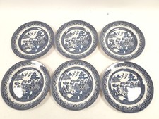 Churchill Blue Willow Dinner Plates Set of 6 Made in England