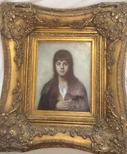 Late 19th Pre-Raphaelite Style Oil Portrait Painting of a Young Woman Girl
