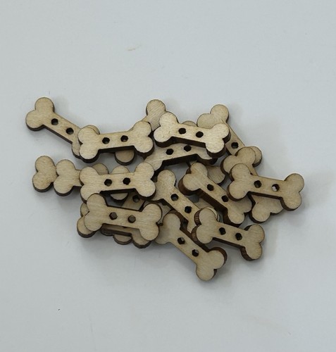 Laser cut wood bone - wood, button
