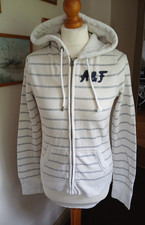 Abercrombie &Fitch Grey Stripe Zipped Hoodie Size L (Fits approx Size 10 - 12 )
