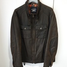 Mantaray Men’s Brown L 42"-44"  Biker Jacket Waxed Cotton Canvas Outdoor