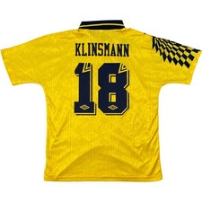 Tottenham Football Shirt Mens Large Yellow Klinsmann 18 Retro Vintage Rare Umbro