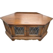 Old Charm Wooden Corner TV Stand With Glass Doors Traditional Design