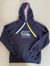 CANTERBURY UGLIES HOODIE SZ 8 WINTER WOMENS BLUE POCKET RETRO STYLE PULLOVER