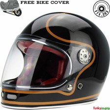 FULL FACE VINTAGE FIBERGLASS RETRO MOTORCYCLE MOTORBIKE HELMET COPPER VIPER F656
