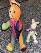 Bunny Rabbits  Poseable Canvas Ornament/Decorative Easter Holiday Spring. Multi