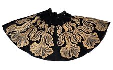1950s MEXICAN Full Circle Skirt Hand Painted on Velvet Sequins Waist 28” baroque