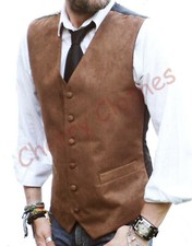 Mens Faux Suede Waistcoat Vest