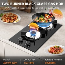 2 Burner Gas Hob Tempered