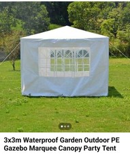 White gazebo 3x6m - gazebo, side