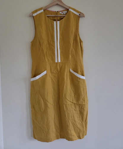 Boden yellow linen shift dress - linen,