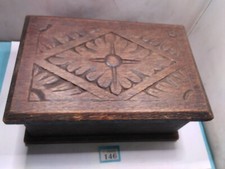 Antique Carved Oak Box Possibly Church Box ?