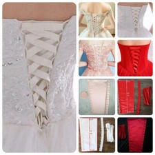 3Pcs Set Satin Corset Kit Zipper Replacement Wedding Gown Lace Up Bridal Dress