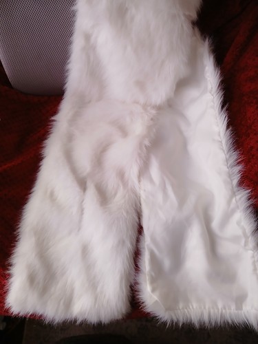 White fluffy stole - fluffy, 87"x9"