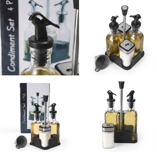 Cruet condiment set 4pcs oil - condiment,