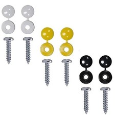 Universal 6x Number Plate Fixing Screws Caps Black Yellow White For Vehicle