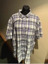 Lincoln Cotton Black & Purple Check Shirt Short Sleeve Size XL