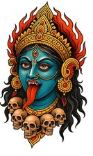 Fierce Kali Temporary Tattoo – Traditional Goddess Design for Shoulder or Arm