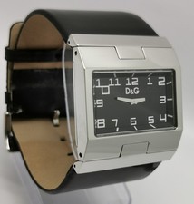 Vtg Dolce & Gabbana D&G Chrome Oblong Cased 40mm Quartz Gents Oversized Watch