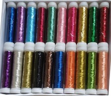 15 x Metallic Thread Spools, 20 colours 225 YARDS EACH, + 5 free spools
