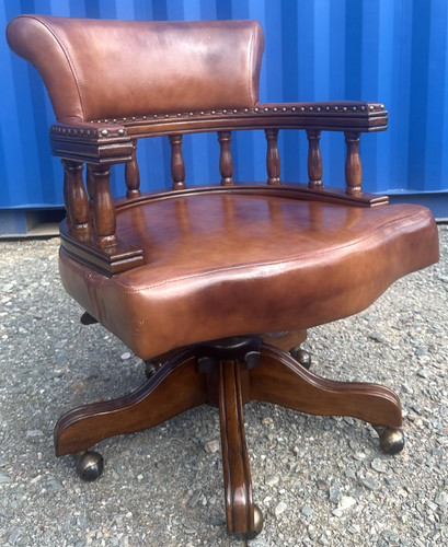 Brown leather swivel wide - leather,