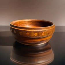 Large Cherry Wood Centerpiece Serving Salad Bowl 9.5Inch Wooden 1.2kg 