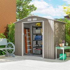 7 x 4ft Garden Shed Storage with Locking Door and Foundation Kit, Light Brown
