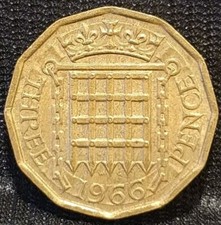 1966 Elizabeth II Three Pence