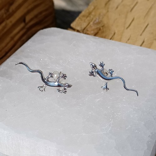 Sterling silver lizard stud - sterling,