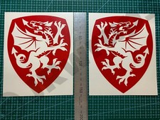 (X2) WELSH DRAGON Stickers Decals Pair Wales Car Van Bike Motorhome Gloss Red