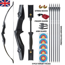 UK 30/40lb 57" Archery Takedown Recurve Bow Set Right Left Hand Practice Target