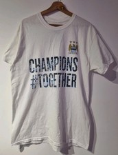 Official Man City T Shirt Manchester Football Top Men's Large White Tee