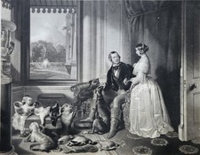 AntiqueEngraving – Windsor Castle in Modern Times, Queen Victoria, Prince Albert