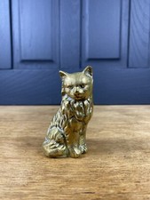 Vintage Solid Brass Sitting Cat Figurine Paperweight Weighs 488grams, 8cm Height