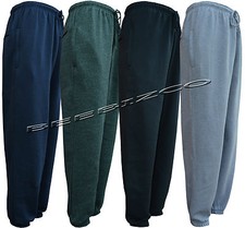 Mens Plain Jogging Bottoms Elasticated Hem and Waist with Zip Pockets M - 6XL