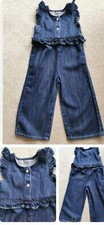 Fab Girls Denim jumpsuit Button Up Front Frill Shoulder age 5/6 Years new sample
