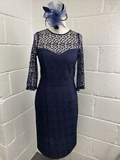 Next Navy Blue Lace Occasion Pencil Dress & Fascinator Size12 BNWT RRP£65.MOB.PW
