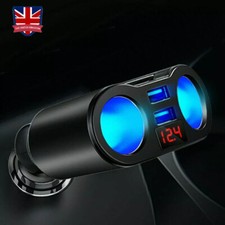 DC 12V LED Car Cigarette Lighter Adapter Charger 2 Way Dual Plug Socket Splitter