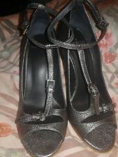 Mulberry  Sandals Metallic Dark Gray Goat Leather UK Size 4