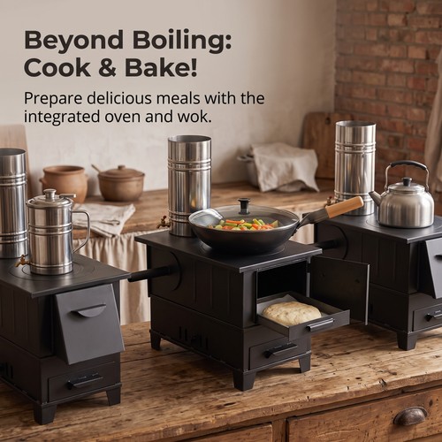 Mobile wood stove with oven - wood,