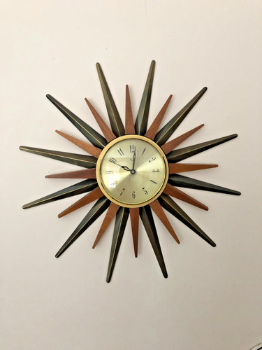Vintage sunburst wall clock - sunburst, by