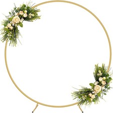 2M Round Balloon Arch Stand Metal Gold Circle Backdrop Stand Frame Wedding Party